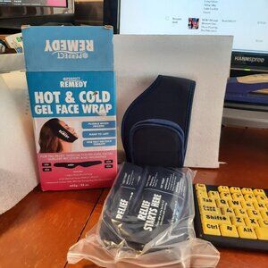 New In Box !  Perfect Remedy Hot & Cold  Gel Face Ice 4 Pack Wrap Navy Blue